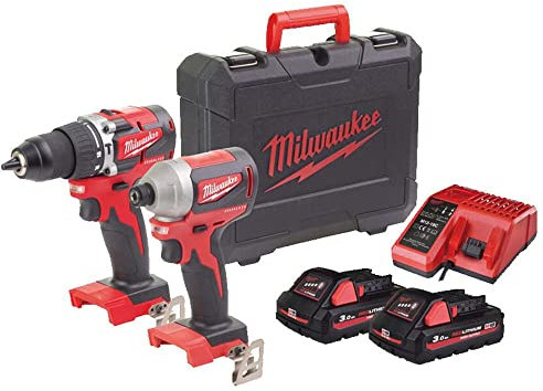 M18CBLPP2F-302X 18v Cordless Twin Kit M18CBLPD + M18CBLID 2 x 3.0ah Batteries, Charger + Dynacase