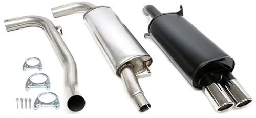 Impianto di scarico sportivo completo, scarico sportivo, a partire da Kat, silenziatore in acciaio inox, 2 x 80 mm, rotondo, con ABE per S40 I V40 I tipo V, senza registrazione, 1034236