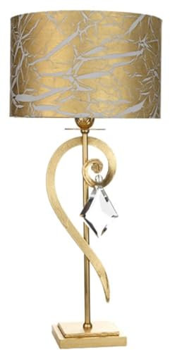 Casa Padrino Lampada da Tavolo Barocco di Lusso in Cristallo Oro con Patina Ø 25 x A. 53 cm - Magnifica Lampada da scrivania in Stile Barocco con pregiato Cristallo di Boemia - Fatto in Italia