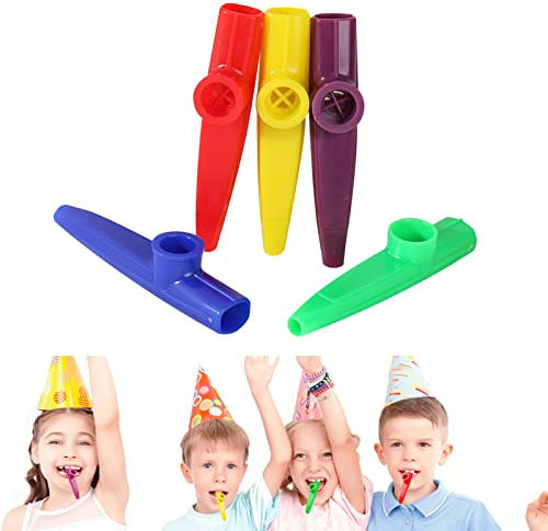 JIKEXINGMENG 5 Pcs Plastic Kazoos Musical Instruments Kazoo Children's Musical Instruments Colored Kazoos for Kids Instrumental Accompaniment (ZXC-037A)
