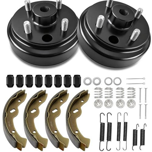 LEAPGOMAX EZGO Brake Drum Maintenance Kit for 1997-2008 Electric EZGO TXT with Golf Cart Brake Hub Drums & Brake Shoes & Brake Spring Kit OEM# 19186G1, 70794G01, 70795G01 (NOT Fit Gas Models)