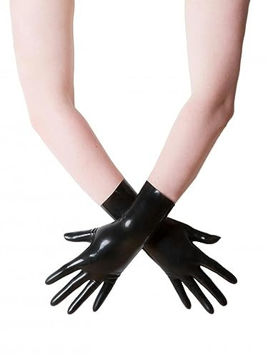 WILsem sömlös unisex svart röd kort latexhandskar vantar finger handledslängd
