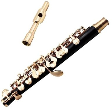 Halbgroße Piccolo-Flöte, Korpus Aus Kupfernickel, Versilberte/vergoldete Klappen, C-Ton, Piccolo-Flöte Mit 16 Löchern, Mit Stick-Stoffetui Querflöte für Anfänger (Color : Gold)