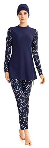 obaSeteck Muslim Swimsuits for Women Modest Islamic Swimwear Burkini Full Cover Hijab Swimming Cap Bathing Suits (3XL, Z2)
