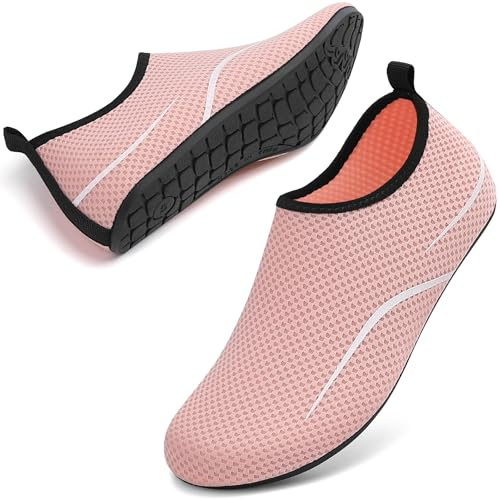 RUOMU Chaussures Aquatiques Chaussons de Plongée d'eau Chaussettes Aqua pour Piscine et Plage Sports Nautiques Natation Surf Voile Mer Rivière pour Homme Femme(Rose,39 EU)