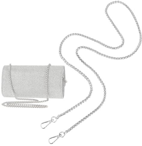 Bewudy Metall Taschenkette, 120cm Handtasche Kette, Metall Kette Schulterriemen DIY Trageriemen Ersatz Taschenkette Schulterriemen für Handtaschenketten Umhängetasche Handtasche Ersatzkette (Silber)