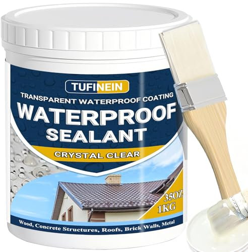 Revestimiento Impermeable Definitivo 1KG, TUFINEIN Sellador Invisible Impermeable Transparente Interiores y Exteriores, Liquido Impermeable Transparente Pintura al Agua
