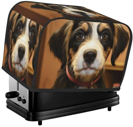 Hundetraining-Toaster-Abdeckung, 2 Scheiben, Küchen-Abdeckungen für kleine Geräte mit Taschen, Toaster-Staubschutz mit Tragegriff oben, waschbar, Universal-Brotbackmaschinen-Abdeckung für Küche