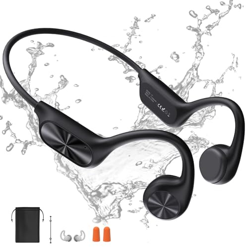 sayrelances Cuffie da nuoto, cuffie a conduzione ossea Bluetooth 5.4, impermeabili IPX8, cuffie sportive con memoria 32G, cuffie subacquee con lettore MP3 per nuoto, auricolari aperti per nuoto e