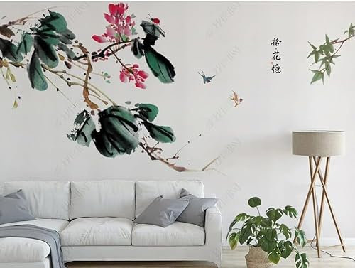 Pink Flowers Dark Green Leaves 3D Wallpaper Office Living Room Sofa Bedroom TV Background Wall Decoration-430cm×300cm