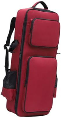 Hellery Sopran Saxophon Gehäuse Klarinette Hülle Fahrtasche mit Riemen Und Griff Schocksicherer Tragetacks SAX Gig Bag Rucksack, Rot