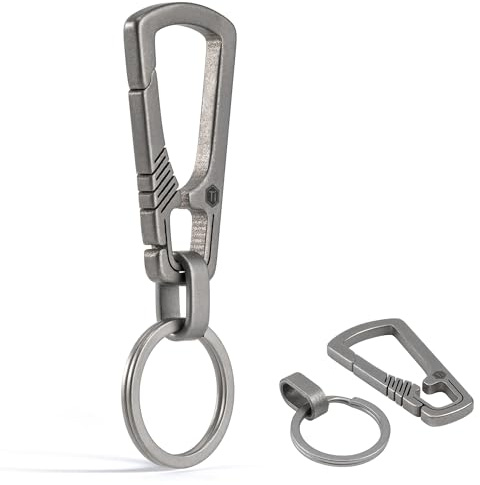 Titan EDC Schlüsselanhänger Clip mit Flaschenöffner, Karabiner mit Schnellverschluss für Schlüsselanhänger für Herren Starker Karabinerschlüsselhalter aus Titan