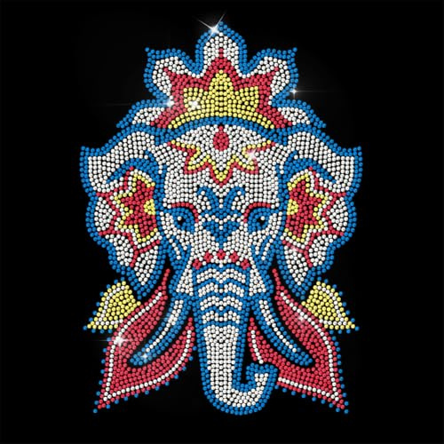ANATTASOUL Bügeleisen Auf Strass Transfer Aufkleber Kristall Bügelaufkleber Gemusterter Elefant Hotfix Bling Strass Patch Für Kleidung Hut Tragetasche DIY Kunsthandwerk Geschenke Festival