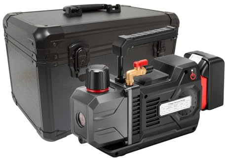 Bomba de Vacio Inalambrica de Iones de Litio HVAC Doble Etapa 2 CFM Automatica Silenciosa para R134a, R12, R22, R502, R410a, R32 y R1234YF Entrada 1/4 Carga Rapida Bateria para Aire Acondicionado
