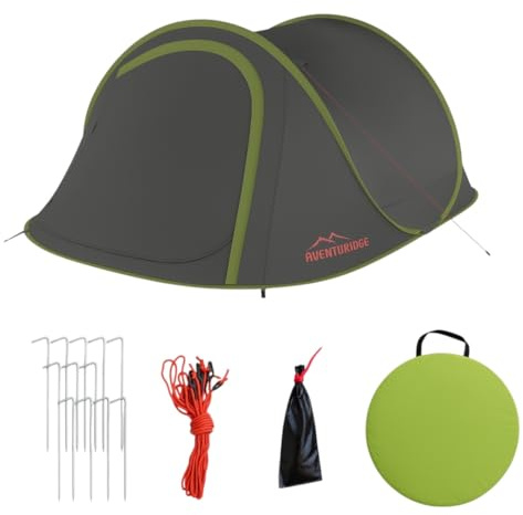 Pop Up Zelt 2 Personen Festivalzelt Leichtes Wurfzelt Kuppelzelt Trekking Camping Strandzelt Angelzelt Strandmuschel Wasserabweisend 2-lagig (Grün)