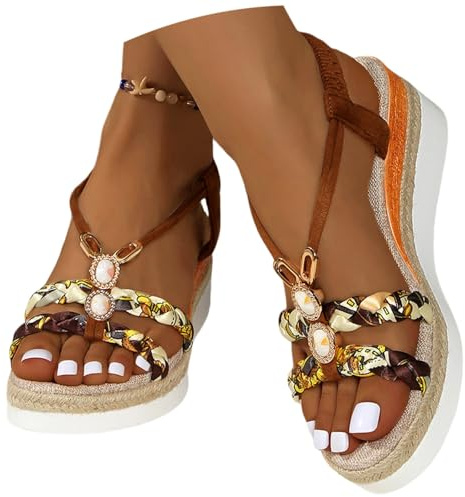 Sandales Compensées Femme Chaussures Antidérapantes Respirantes Et Nu-Pieds Bohême Bout Ouvert Avec Talon Plateforme Comfy Semi Trailer Sandales Orthopedique Chic Claquette