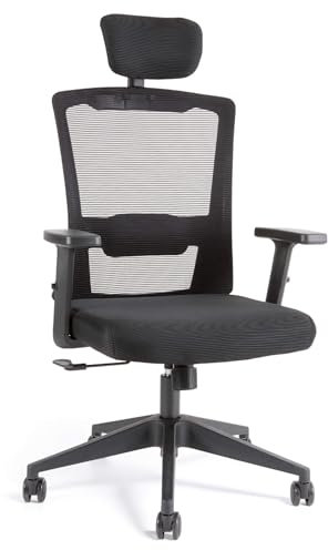 Arebos Bürostuhl Ergonomisch, Schreibtischstuhl mit Verstellbarer Kopfstütze, Armlehnen, Lendenwirbelstütze, Drehstuhl Wippfunktion, Chefsessel aus Mesh,Rückenschonend, Bürostuhl 136kg
