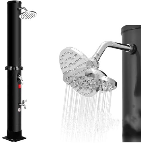 Inoamity Doccia Solare da Giardino 40L con Temperatura Regolabile, Soffione Orientabile 360° e Rubinetti, Doccia Solare da Esterno per Piscina, Spiaggia, Campeggio - Senza Elettricità