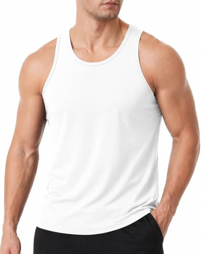 Camiseta sin Mangas de algodón para Hombre, para Culturismo, Fitness, Gimnasio, Ejercicio, Correr, musculación, Chaleco Blanco L