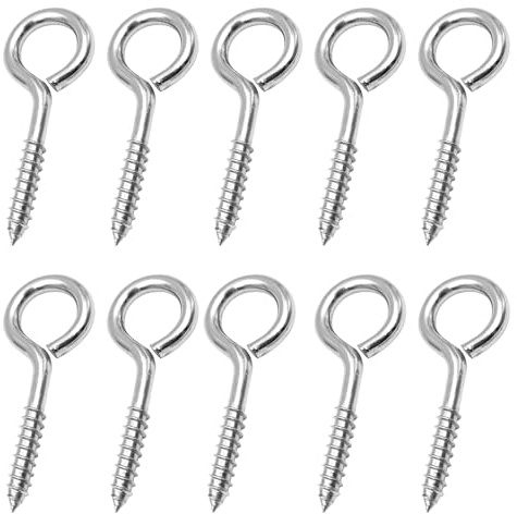 Eye Hook Screws 2.5 Inch Stainless Steel Self Tapping Pack of 10 | Heavy Duty Ring Screw; For DIY Crafts Hanging Wooden Frames; Eyelet Vine Eyes