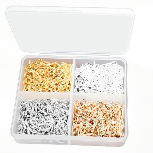 Small Screw Eyes 240 Pcs Eyelet Screws Mini Eye Hooks in 4 Colors Eye Pins for Jewelry Making Arts Crafts Projects Charm Bead DIY