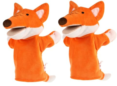 KOMBIUDA 2 Stück Fuchs Handpuppen aus Weichem Material Tierpuppen für Geschichtenerzählen und Puppenspiel Interaktives Lernspielzeug für Kindergarten und Vorschule