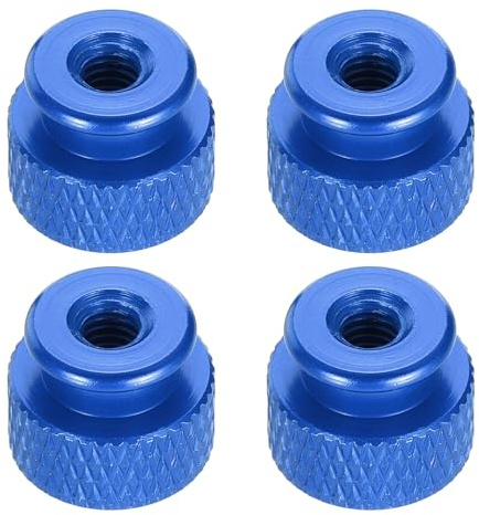 QUARKZMAN 4Pcs Écrou Moleté M4 12mm OD 10mm Hauteur Écrou à Main en Alliage d'Aluminium Anodisé 6061, Vis de Châssis Métallique pour Machines, Assemblage DIY, Électronique, Bleu Gemme