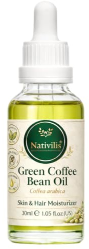 Nativilis Green Coffee Bean Oil for Face & Body – Coffea Arabica – Cold Pressed Cosmetic Oil – Lightweight, Fast Absorbing – Vegan