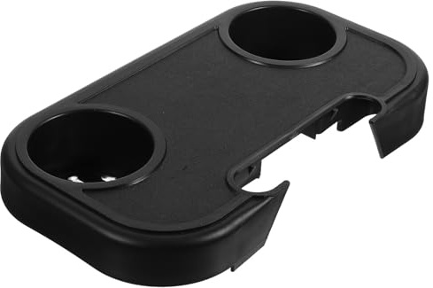 Artibetter Portavasos Plegable para Sillas de Playa y Sillones Reclinables, Bandeja de Plástico Negra Soporte Versátil y Prevención de Derrames para Camping y Playa