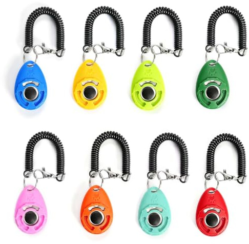 HENGBIRD 8 Stück Clicker Hund mit Eva Handschlaufe, Robuster Hundeklicker aus ABS und Edelstahl, Hundetraining Zubehör und Erziehungshilfe für Hunde und Katzen