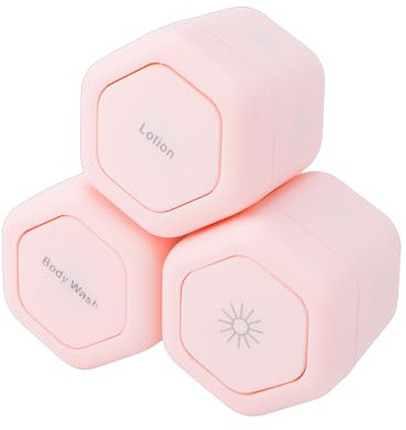 Generic Conteneurs de Voyage Magnétiques 3 Pièces Pots de Toilette à Coque Rigide avec Couvercles Pots de Crème Cosmétique Anti-Fuite de 40 ML pour Accessoires de Voyage de Soins de la (Rose)