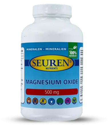 Seuren Nutrients | Magnesium 500 mg | 100 Tabletten | Glutenfrei | Laktosefrei | Zuckerfrei | 100% Natürlich |