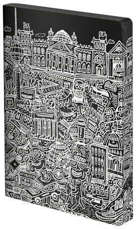 Nuuna Notizbuch A5+ Graphic L - Berlin, Leder schwarz | Dotted Journal | 3.5 mm Punktraster Grau | 256 nummerierte Seiten | 120 g Premium-Papier | made in Germany
