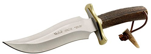 ELECTROPOLIS Apache Muela Jagdmesser mit Geweihgriff und Messing, MOVA Klinge 19 cm, Gewicht 470 g + Mehrzweck-Geschenkkarte