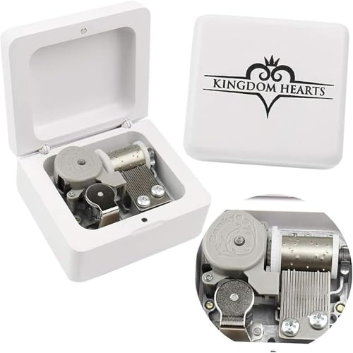 Sinzyo Kingdom Hearts Vintage Holz mechanische Spieluhr Geburtstag Geschenk Weihnachten Valentinstag (Weiße Holzschachtel)