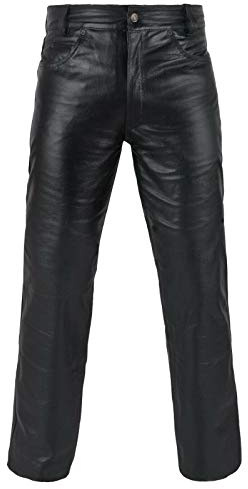 Pantalon de moto en cuir véritable pleine fleur, style moto