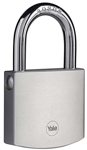 Yale Y120DB/60/135/1 - Lucchetto Alta Sicurezza in Ottone Cromato 60 mm, Arco in Boro, Doppia Chiusura, Resistente per Esterno, Testato EN12320, per Garage e Cancello
