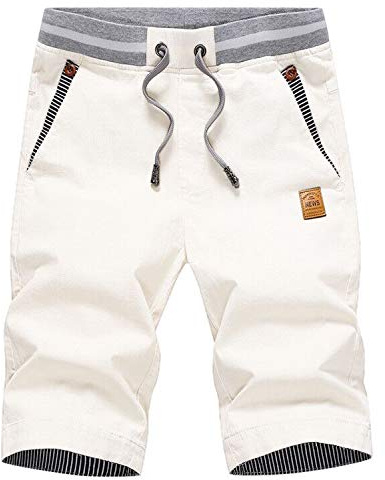 Tansozer Short Homme en Coton Casual Pantalon Slim Fit Taille éLastiquéE Short