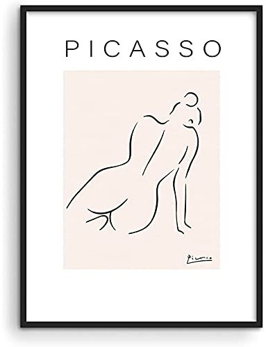 Picasso Strichzeichnung Abstrakte Frau Wand Bilder Pablo Picasso Gemäldewerk Wand Bilder Frau Silhouette Schwarz Minimalistisch Weiblicher Kunstdruck Matisse Dekor Rahmenlos 40×50cm