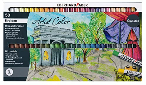 EBERHARD FABER 522050 -Ölpastellkreide Artist Color, 50 bruchsichere Ölkreiden 9 mm Durchmesser