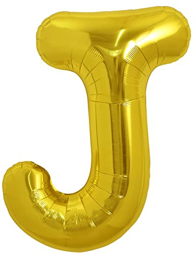TONIFUL 40 Zoll große Goldfarbene J Buchstabe Jumbo Helium Ballons, Mylar Big Alphabet Ballons für Geburtstagsfeier, Jubiläum, Valentinstag Dekorationen