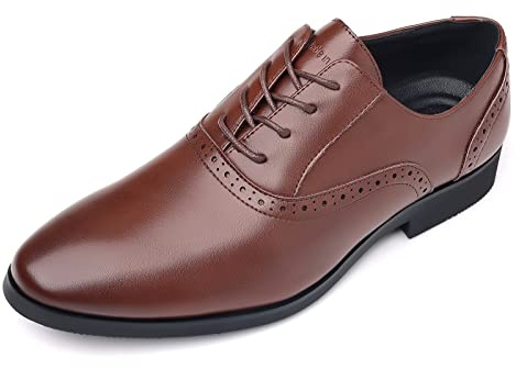 PPXID Homme Chaussures de Ville à Lacets en Cuir Derby Mariage Oxford Business Brogues