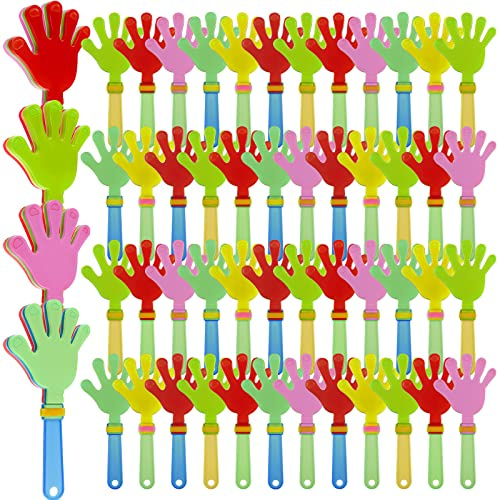 Meooeck 120 Pcs Hand Clappers 7.5 Inch Hand Clappers Noisemakers Bulk Noise Makers Party Favors Cheer Noise Makers for Sporting Events Fiesta Birthday Reward Cheers Game Party (Multicolor)