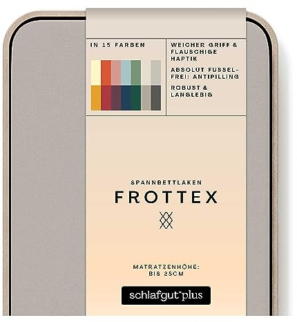 schlafgut Frottex Spannbettlaken 140x200 cm Frottee Baumwolle, Sand Mid | Bettlaken, Spannbetttuch 160x200 cm, Sand, Frottee Stretch, saugfähig, bis 25 cm Steg, OEKO-TEX, Rundumgummi