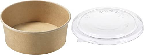 Generico 50 Contenitori con coperchio monouso Insalatiera 1000 ML in cartoncino - ciotola bio in carta - contenitore food delivery usa e getta - insalate, poke, pasta Horeca
