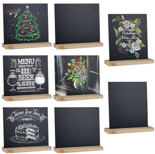Graplan 8 Stück Aufsteller Kreidetafel Klein 15 x 13 cm schiefertafel zum beschriften Doppelseitige Kreidetafel kleine tafeln zum beschriften buffet schilder preisschilder aufsteller für Bar Café