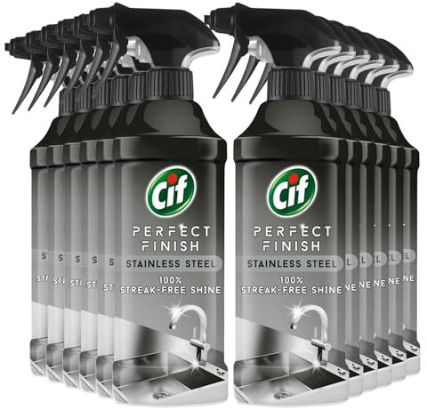 Cif Stainless Steel specialist Spray Scientifically designed to remove stubborn dirt for 100% streak-free shine on the stainless steel surfaces, Multi Buy 12 Pack