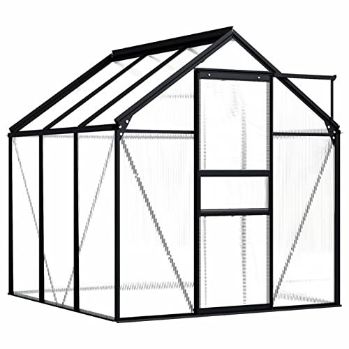 Gecheer Gewächshaus Treibhaus Tomatenhaus Gartenhaus Aufzucht Tomatengewächshaus Frühbeet Pflanzenhaus Gartenhäuschen Anthrazit Aluminium 3,61 m²