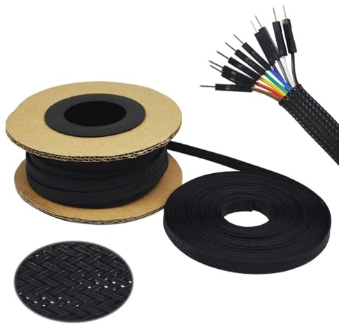 EALLEN Kabelschlauch,Kabelschutz Braid PET Expandable Sleeving High Density Ummantelung Geflochtene Kabelmuffen Stoff (Color : 14mm, Size : 30m)
