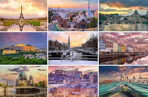 Postkarten-Set Städte in Europa - 9 Ansichtskarten / Grußkarten / Karten | Fotos Bilder aus Paris Barcelona Rom Salzburg London Amsterdam Athen Kopenhagen Berlin